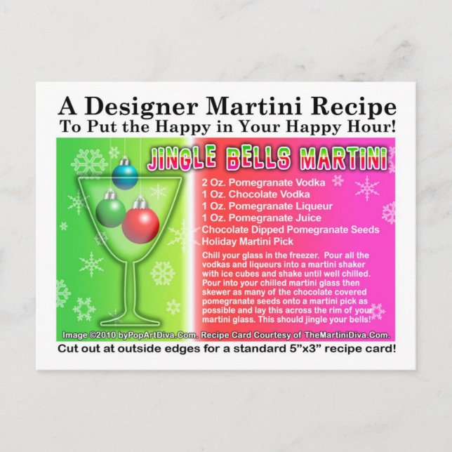 Postal Jingle Bells Navidades Martini Postcard (Anverso)
