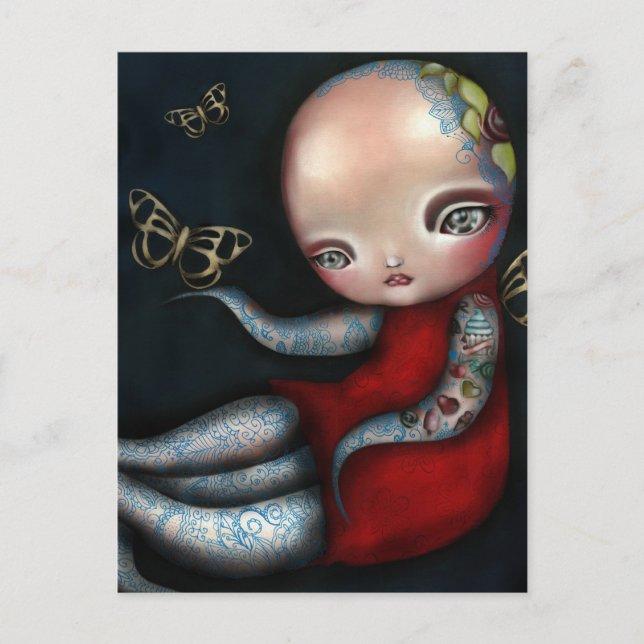 Postal Jinxi Octopus Tattoo Chica (Anverso)