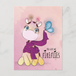 Postal Jirafa Adorable en Acuarela