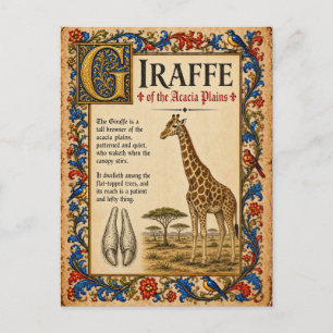 Postal Jirafa, Arte de Bestiario Medieval