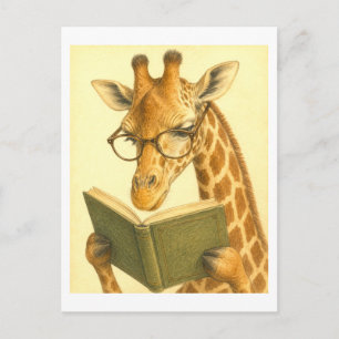 Postal Jirafa de estilo vintage leyendo