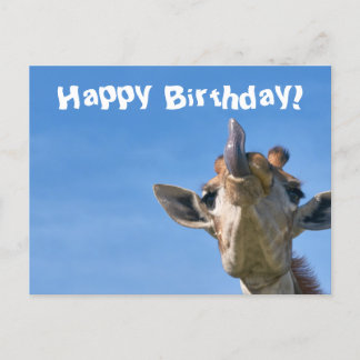 Postal Jirafa Divertida Feliz Cumpleaños