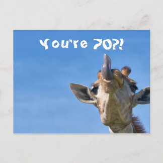 Postal Jirafa Divertida Feliz Cumpleaños 70