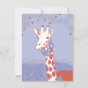 Postal Jirafa linda felicitaciones pop art lila