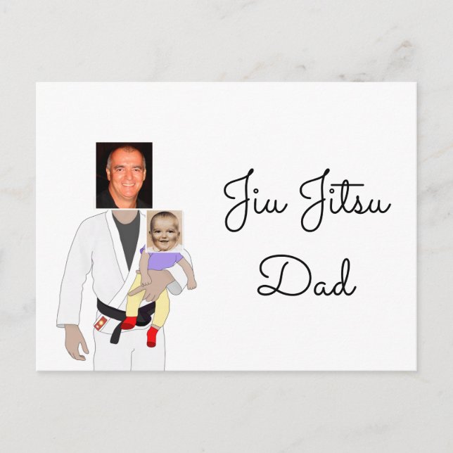 Postal Jiu Jitsu Dad Fotos y texto escrito a mano I (Anverso)