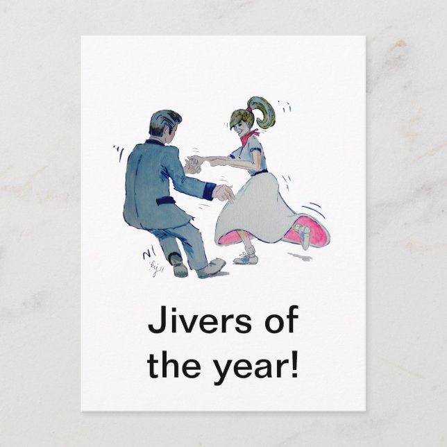 Postal Jive Diversión! balancín bailando rock and roll (Anverso)