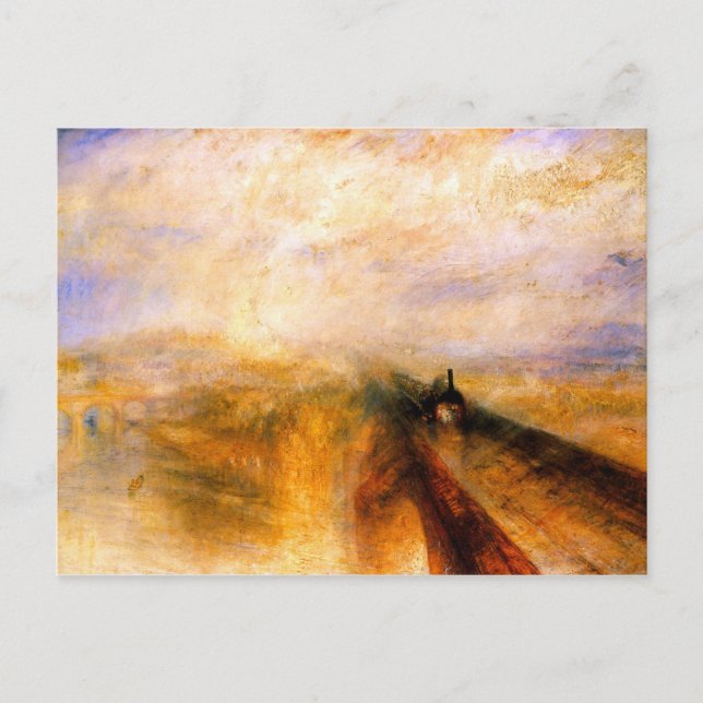 Postal JMW Turner - Lluvia al vapor y acelera el gran oes (Anverso)
