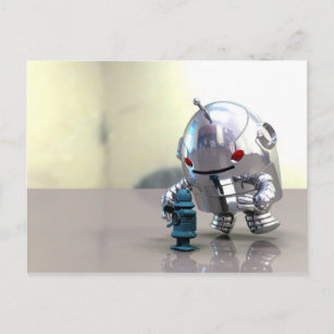 Postal Jo Bot VS Little Blue Bot Postcard