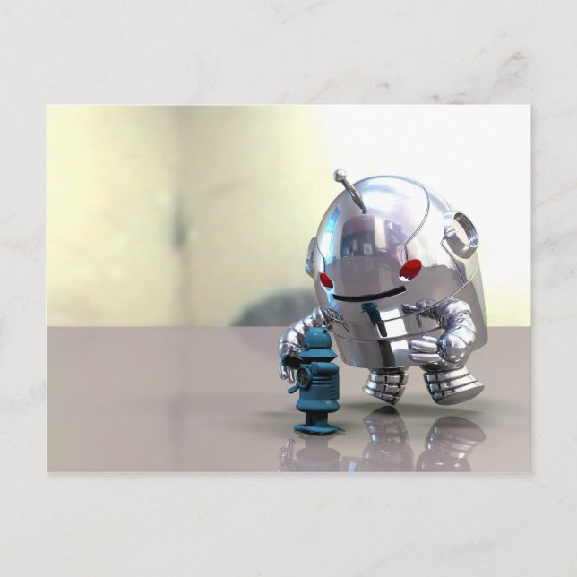 Postal Jo Bot VS Little Blue Bot Postcard (Anverso)