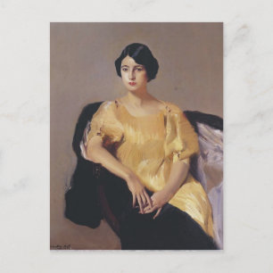 Postal Joaquín Sorolla- Elena en una túnica amarilla