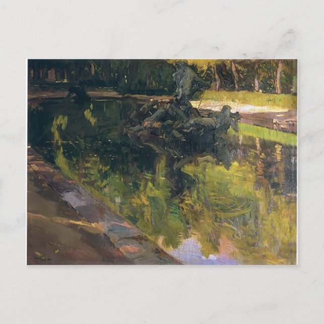 Postal Joaquín Sorolla- Fuente de Neptuno, La Granja (Anverso)