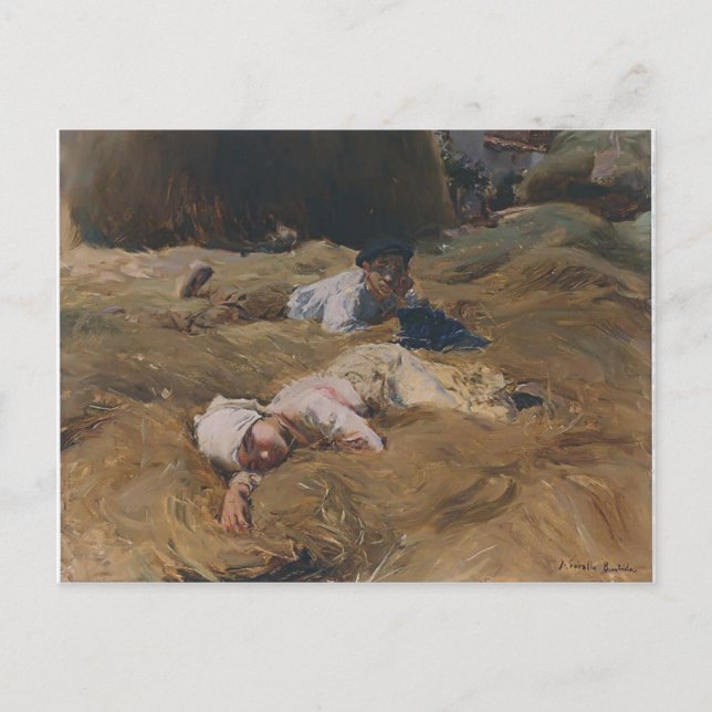 Postal Joaquín Sorolla - La siesta, Asturias (Anverso)