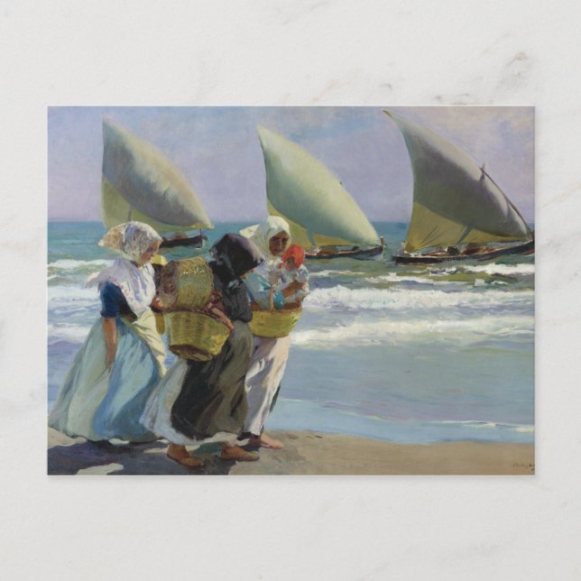 Postal Joaquin Sorolla - Las tres velas (Anverso)