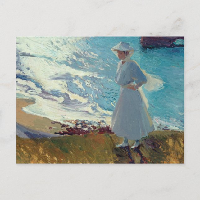 Postal Joaquin Sorolla - María en la playa de Biarritz (Anverso)