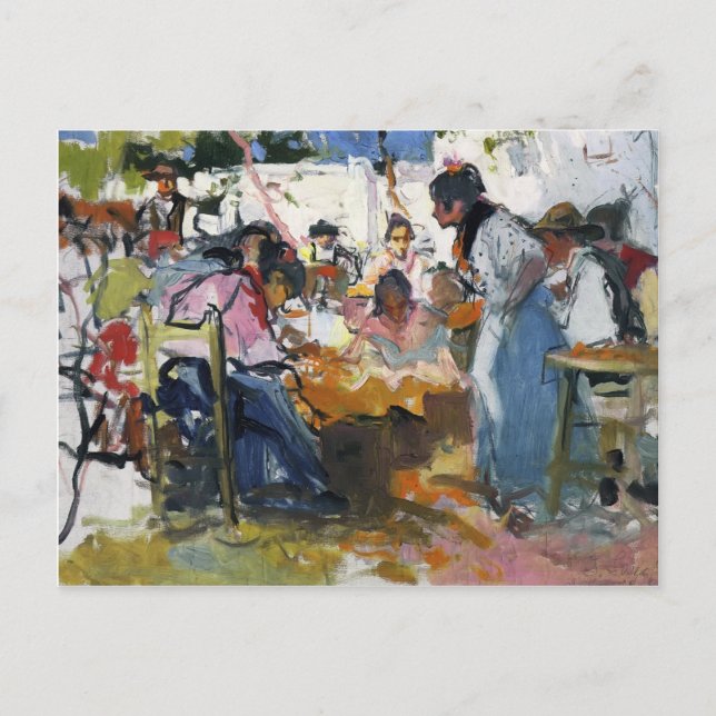 Postal Joaquín Sorolla- Mendadores de la red en Valencia (Anverso)