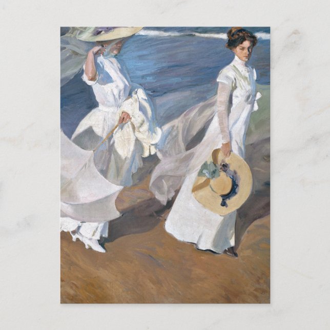 Postal Joaquín Sorolla - Mujeres paseando en la playa (Anverso)