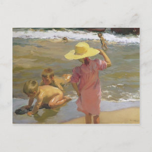 Postal Joaquín Sorolla - Niños a orillas del mar