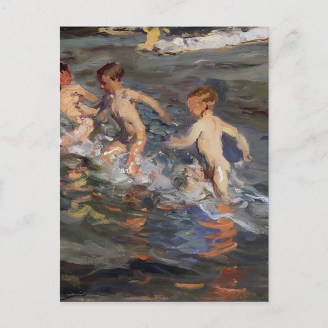 Postal Joaquín Sorolla - Niños en la playa (Anverso)