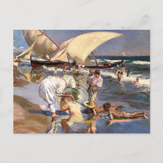 Postal Joaquin Sorolla - Playa de Valencia por luz matuti (Anverso)