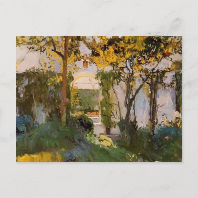 Postal Joaquín Sorolla - Viejo jardín de Alcázar en Sevil (Anverso)