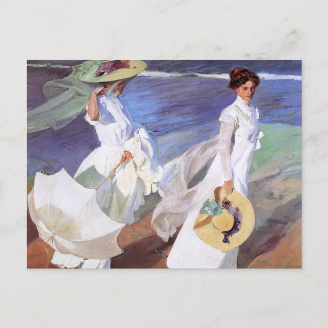 Postal Joaquin Sorolla Women Walking Beach (Anverso)
