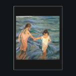 Postal Joaquín Sorolla y los niños bastida en el mar<br><div class="desc">Joaquín Sorolla y los niños bastida en el mar</div>