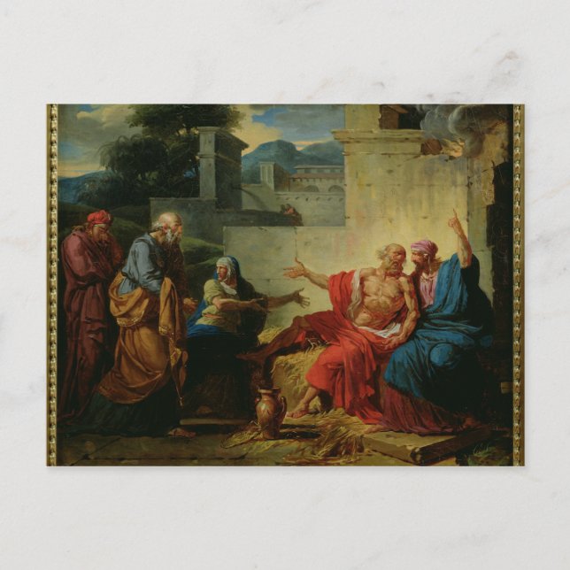 Postal Job siendo regañado por su esposa, c.1790 (Anverso)