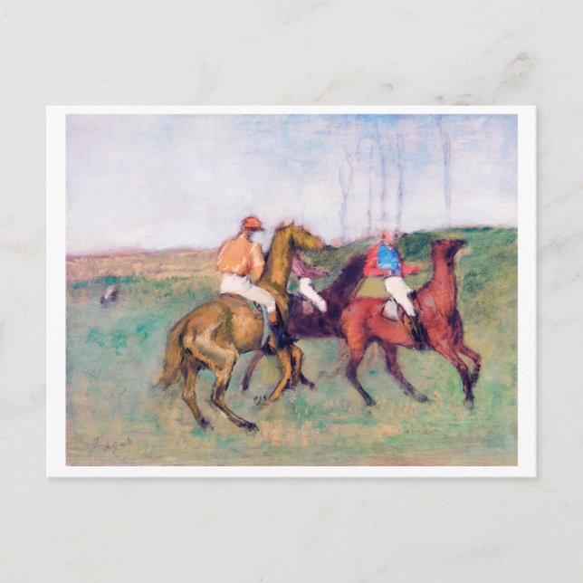 Postal Jockey y caballo de carreras, Edgar Degas (Anverso)