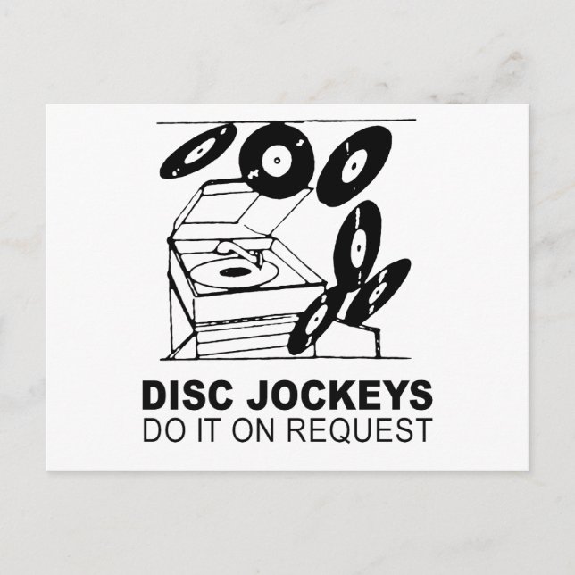 Postal jockeys de disco lo hacen a petición (Anverso)