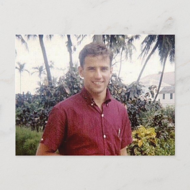 Postal Joe Biden joven atractivo estilizado (Anverso)