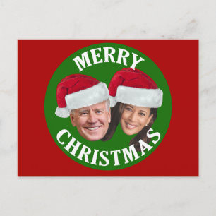 Postal Joe Biden Kamala Harris 2020 con Santa Hats - Rojo