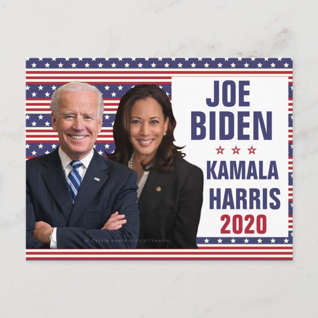 Postal Joe Biden Kamala Harris 2020 Foto del presidente d (Anverso)