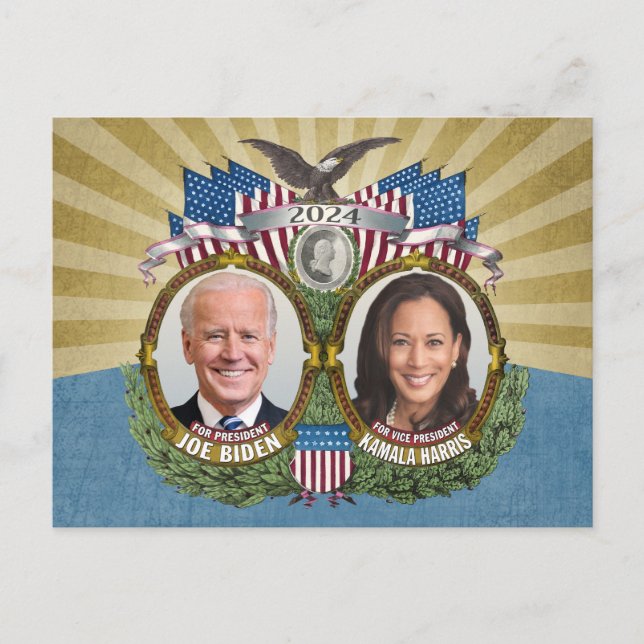 Postal Joe Biden Kamala Harris 2024 - Foto Jugate (Anverso)