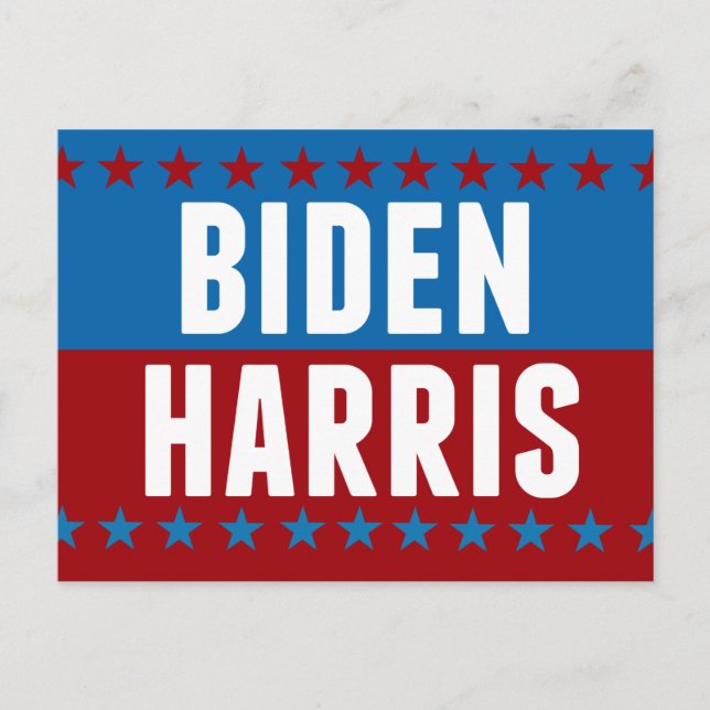 Postal Joe Biden Kamala Harris Blue Red Stars (Anverso)
