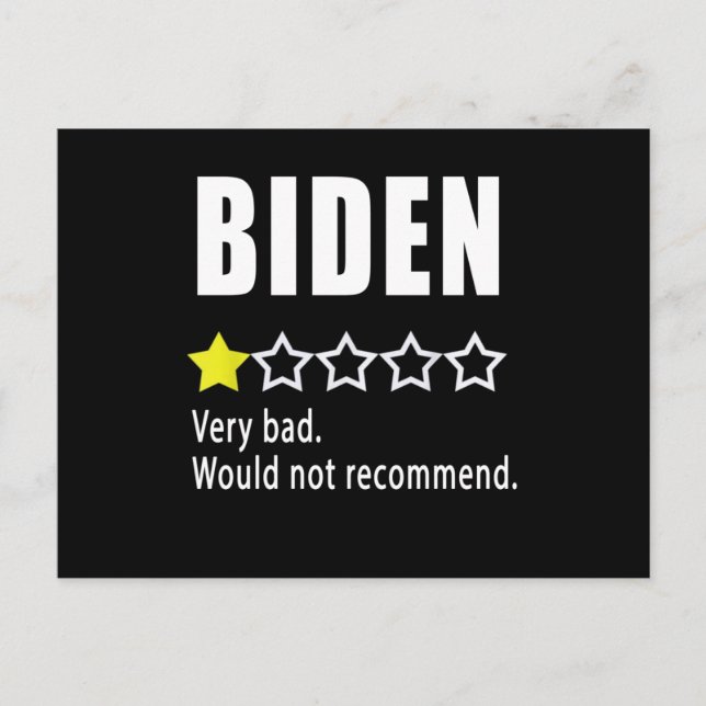 Postal Joe Biden Muy mal. No recomendaría (Anverso)