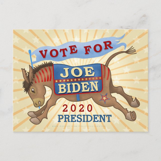 Postal Joe Biden para el presidente demócrata Donkey 2020 (Anverso)