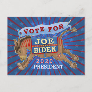 Postal Joe Biden para el presidente demócrata Donkey 2020