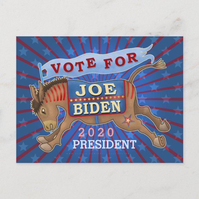 Postal Joe Biden para el presidente demócrata Donkey 2020 (Anverso)