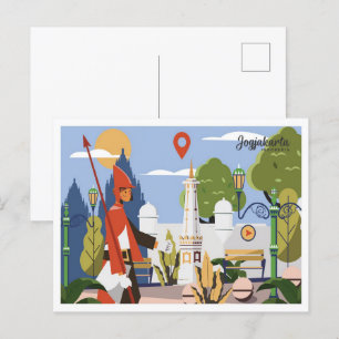 Postal Jogjakarta Indonesia ilustracion de viaje