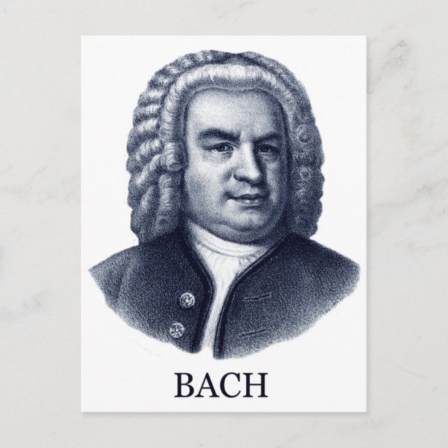 Postal Johann Sebastian Bach, azul (Anverso)