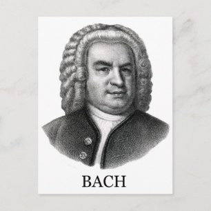 Postal Johann Sebastian Bach, negro