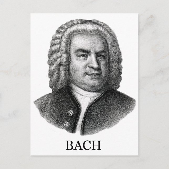 Postal Johann Sebastian Bach, negro (Anverso)