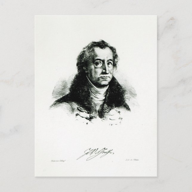Postal Johann Wolfgang Goethe grabado por Delacroix (Anverso)