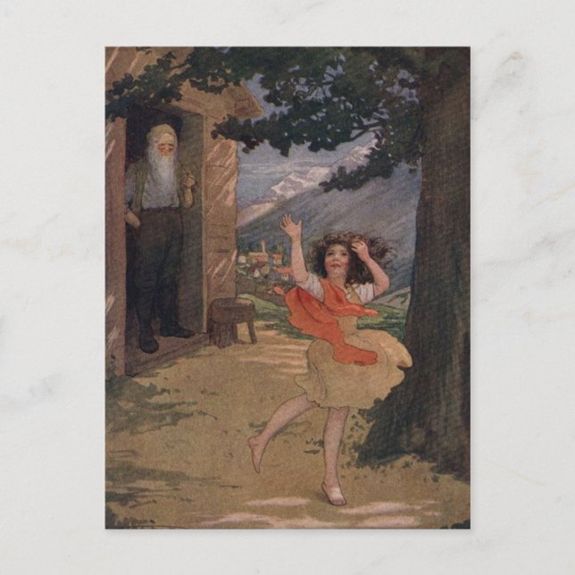 Postal Johanna Spyri Heidi de los Alpes suizos (Anverso)