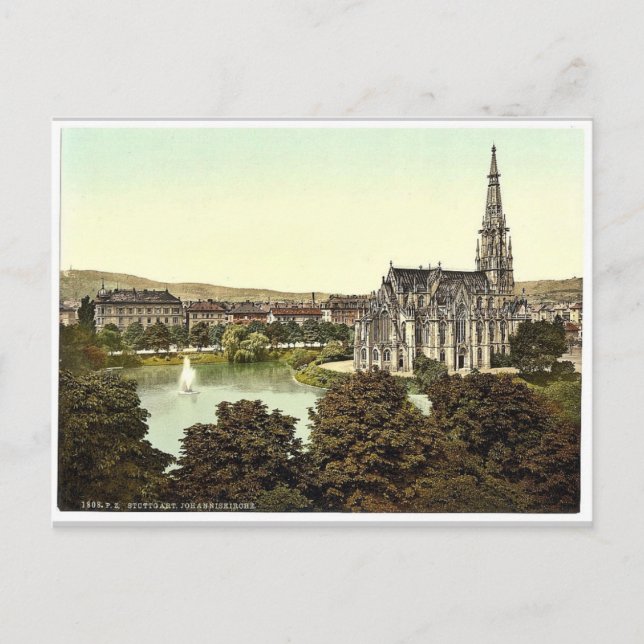 Postal Johannes Kirche, Stuttgart, Wurtemburg, Alemania (Anverso)