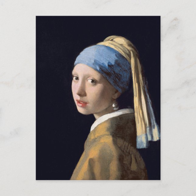 Postal JOHANNES VERMEER - Chica con una perla de 1665 (Anverso)
