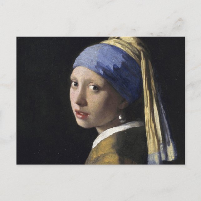 Postal Johannes Vermeer, Chica de Pearl Earring (Anverso)