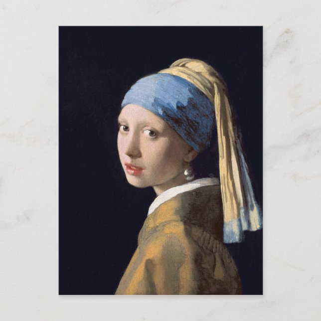 Postal Johannes Vermeer, Chica de Pearl Earring (Anverso)