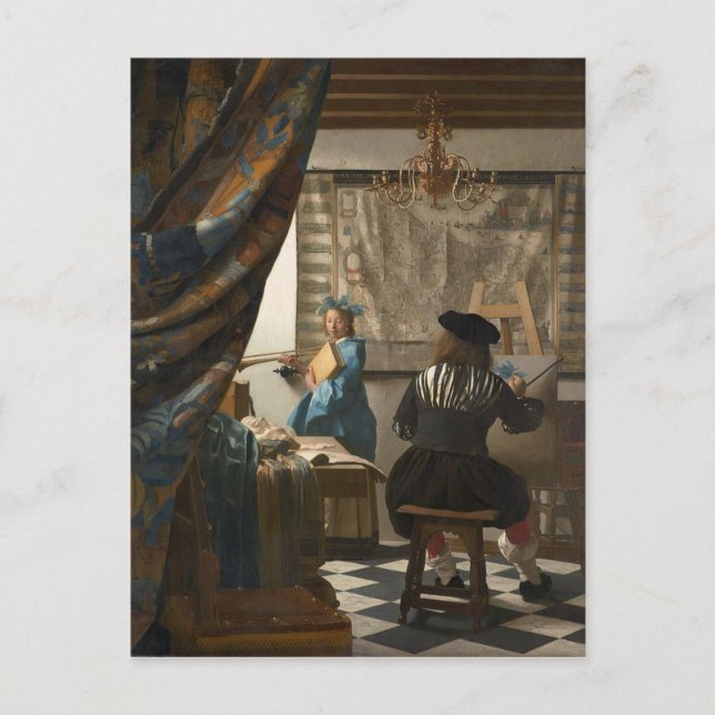 Postal Johannes Vermeer - El arte de la pintura (Anverso)