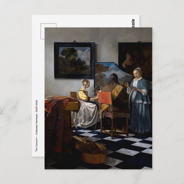 Postal Johannes Vermeer - El concierto (Anverso / Reverso)